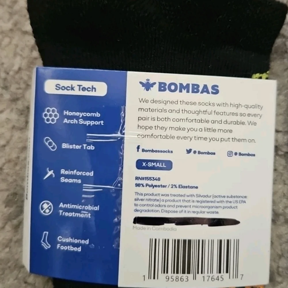 Bombas Womens Black Ankle Cushioned Comfort Performance Socks XS LOT OF 3